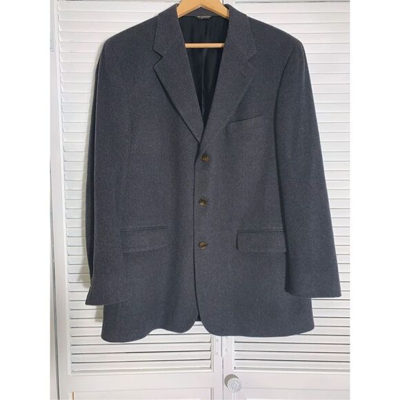 Vintage Bill BLASS Charcoal Gray Cashmere Button Down Blazer Men’s 42 - Picture 3 of 16